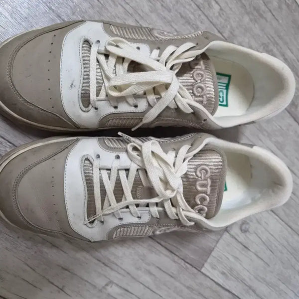 [BUNJANG] Gucci Beige & White Sneakers / 구찌 스니커즈 베이지 화이트