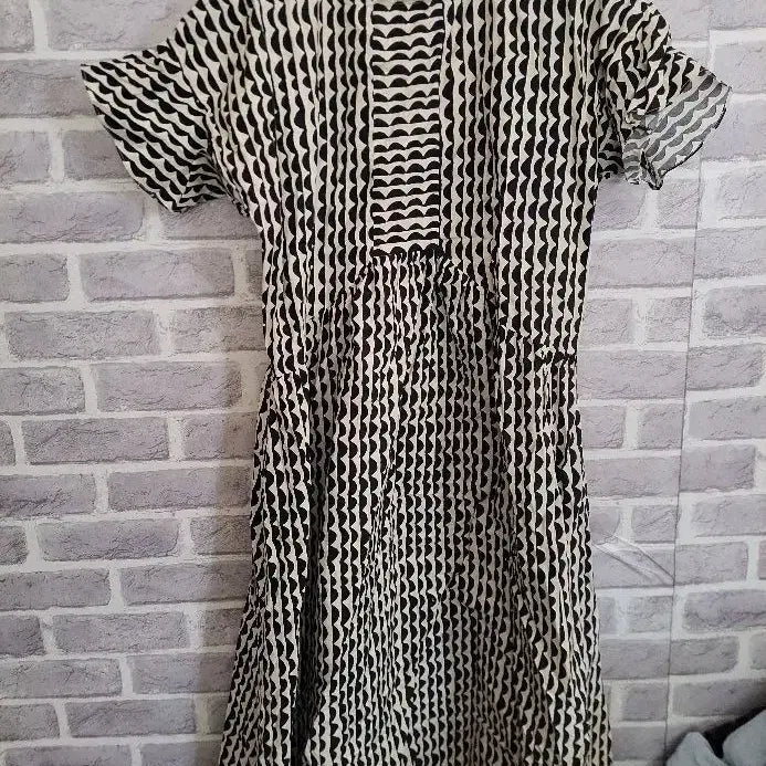 [BUNJANG] FRANCO Black Geometric Pattern Cotton Dress / FRANCO 블랙 기하학패턴 면원피스/알뜰한여우