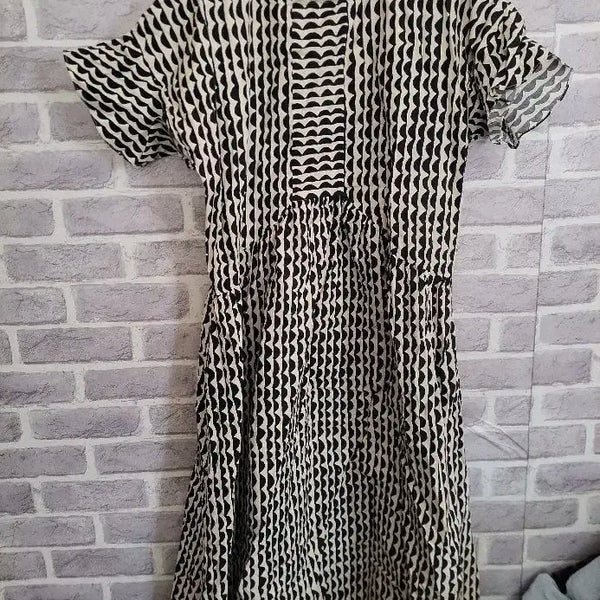 [BUNJANG] FRANCO Black Geometric Pattern Cotton Dress / FRANCO 블랙 기하학패턴 면원피스/알뜰한여우