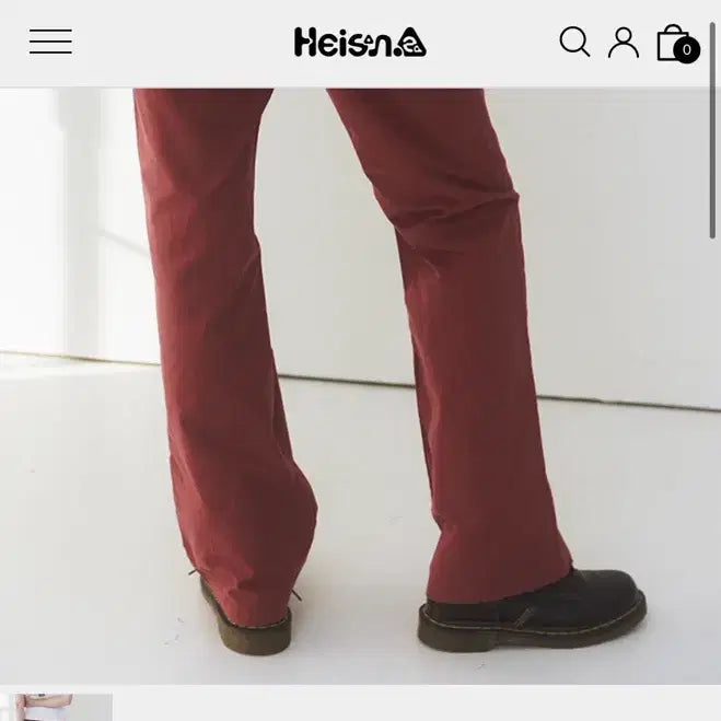 [BUNJANG] Haisan Snap Button Bootcut Pants - Red (Size M) / 하이산 부츠컷 바지 m사이즈