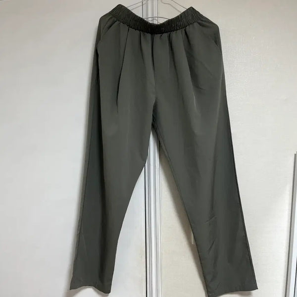 [BUNJANG] Khaki Summer Jogger Pants / 카키 여름 냉장고 바지 밴드 밴딩 조거 팬츠