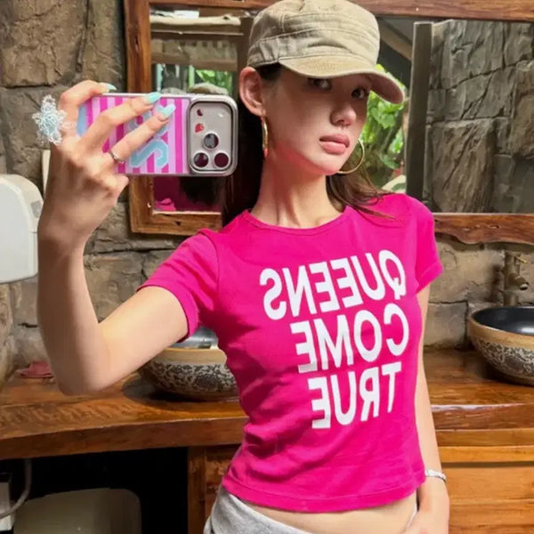 [BUNJANG] Lattegen HyejiToz Collaboration QUEEN T-Shirt (Pink) / 라티젠 혜지투즈 콜라보 QUEEN T-SHIRT(PINK)