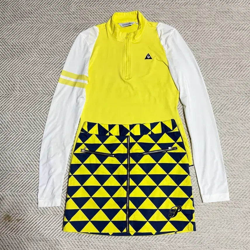 [BUNJANG] Le Coq Sportif / Pas de Calais Golf 1/2 Zip-Up T-Shirt & Skirt Set / 르꼬끄/파사디 골프 1/2 집업 티셔츠/스커트