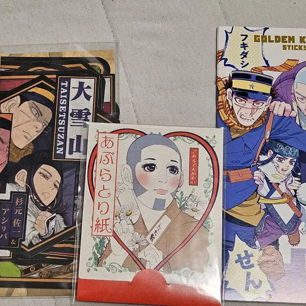 [BUNJANG] Golden Kamuy Original Art Exhibition Travel Sticker Set / 골든카무이 골카 원화전 트래블 방수 스티커 + 기름종이 + 덤 메모지