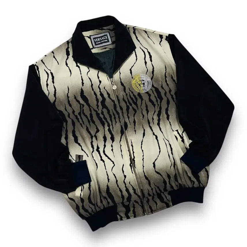 [BUNJANG] Versace Jeans Couture Zebra Pattern Medusa Blouson Jacket / 베르사체 진스 꾸뛰르 지브라 패턴 메두사 블루종 자켓