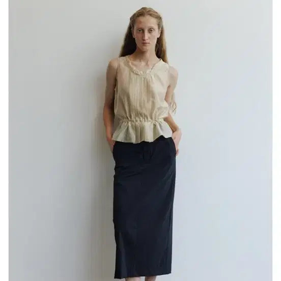 [BUNJANG] Parabang Cecilia Sheer Pintuck Blouse / 파르벵 세실리아 쉬어 핀턱 블라우스