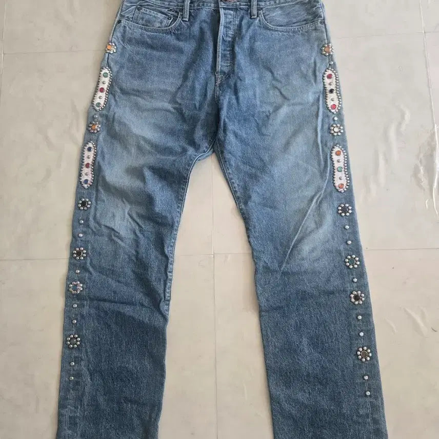 [BUNJANG] Kapital Gemstone Denim Pants / 캐피탈 잼스톤 데님