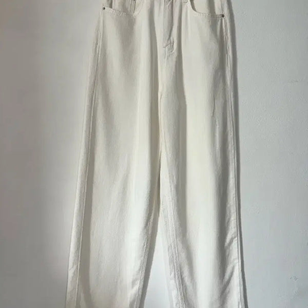 [BUNJANG] Ivory White Semi Wide Straight Fit Summer Pants / (미착용새상품) 여름 아이보리 화이트 세미 와이드 스트레이트핏 팬츠
