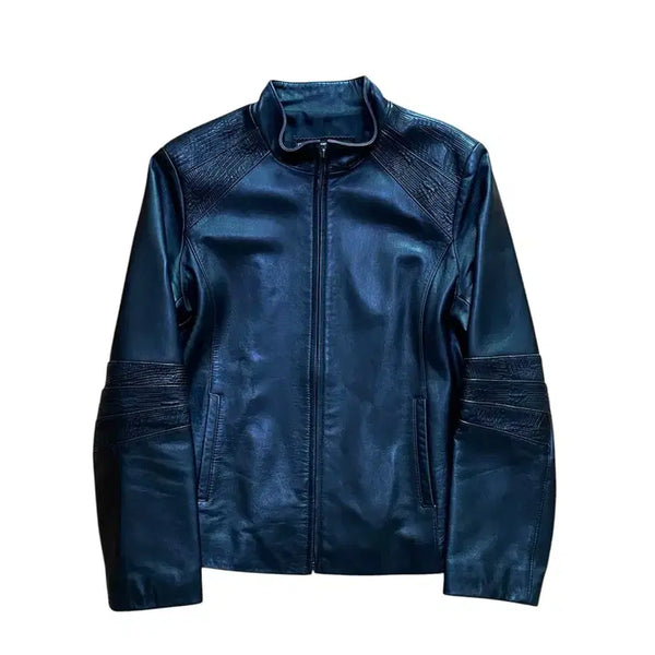 [BUNJANG] Vintage Articulated Panel Lamb Leather Jacket Black / 머듈 빈티지 패널 레더 자켓