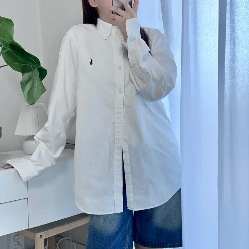 [BUNJANG] Polo Ralph Lauren Oxford Shirt White / Navy Pony Classic Fit M / [정품] 폴로 화이트 / 네이비포니 옥스퍼드 셔츠 [ 클래식M ]