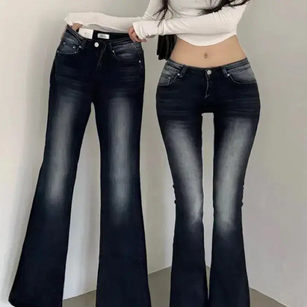 [BUNJANG] Low-Rise Vintage Bootcut Jeans with Hip Pad and Back Pockets / &&새상품&& 로우라이즈 골반패드 뒷포켓 빈티지 부츠컷청바지