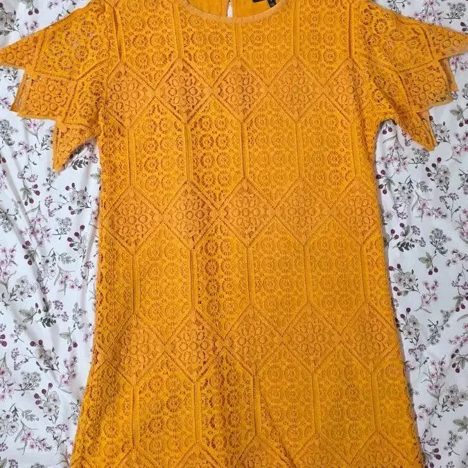 [BUNJANG] Jucycouture Yellow Lace Dress S / 쥬시꾸뛰 옐로우 레이스 원피스 S
