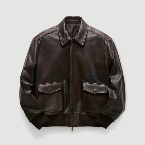 [BUNJANG] Coar Vintage Cow Skin A-2 Leather Jacket (Dark Brown) XL / 쿠어 빈티지 카우 스킨 A-2 레더 자켓 (다크브라운)XL