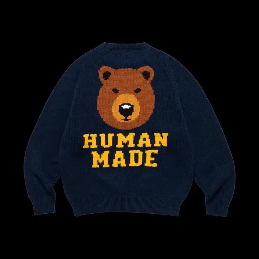[BUNJANG] Human Made Bear Raglan Knit Sweater Navy / 휴먼 메이드 베어 래글런 니트 스웨터 네이비