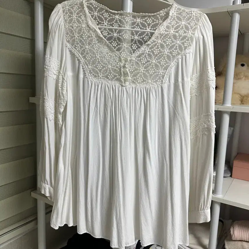 [BUNJANG] Mori Girl 7-Part Lace Blouse / 모리걸 7부 레이스 블라우스