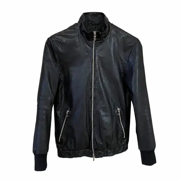 [BUNJANG] Modul Vintage Two-Way Half-Neck Leather Jacket / 머듈 빈티지 투웨이 하프넥 레더 자켓