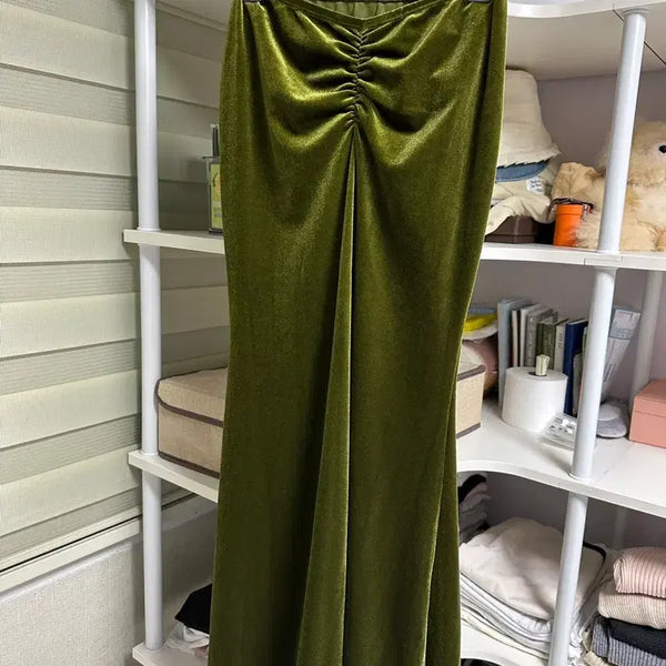 [BUNJANG] Velvet Shirring Long Skirt / Top Dress / (새제품) 벨벳 셔링 롱 스커트 겸 탑원피스