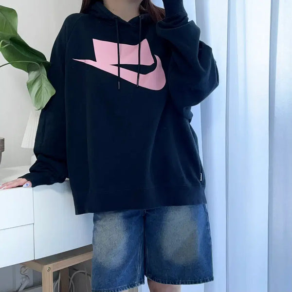 [BUNJANG] Nike Black Pink Big Futura Hoodie L / 나이키 블랙 핑크 빅푸츄라 후드티 [ L ]