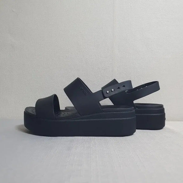 [BUNJANG] Crocs Brooklyn Low Wedge Sandal Black / 크록스 브루클린 로우 웨지 샌들 블랙 240mm