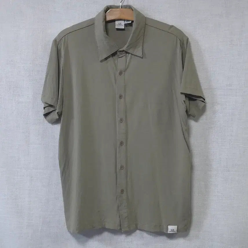 [BUNJANG] A/X Armani Exchange Men's Khaki Short Sleeve Shirt L / 아르마니 정품 카키 반팔 셔츠 여름 카라티 가디건 남성 100
