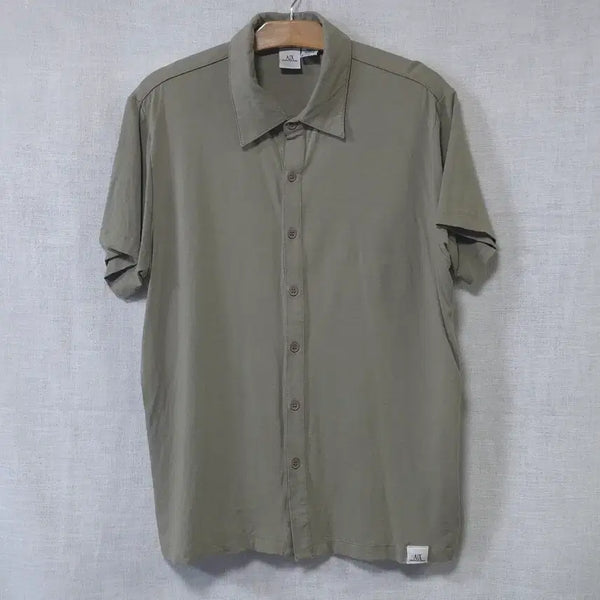 [BUNJANG] A/X Armani Exchange Men's Khaki Short Sleeve Shirt L / 아르마니 정품 카키 반팔 셔츠 여름 카라티 가디건 남성 100