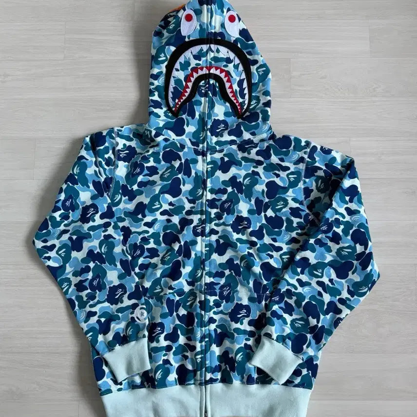 [BUNJANG] BAPE ABC Camo Shark Full Zip Hoodie Blue / 베이프 ABC 카모 샤크 풀 집 후드 블루