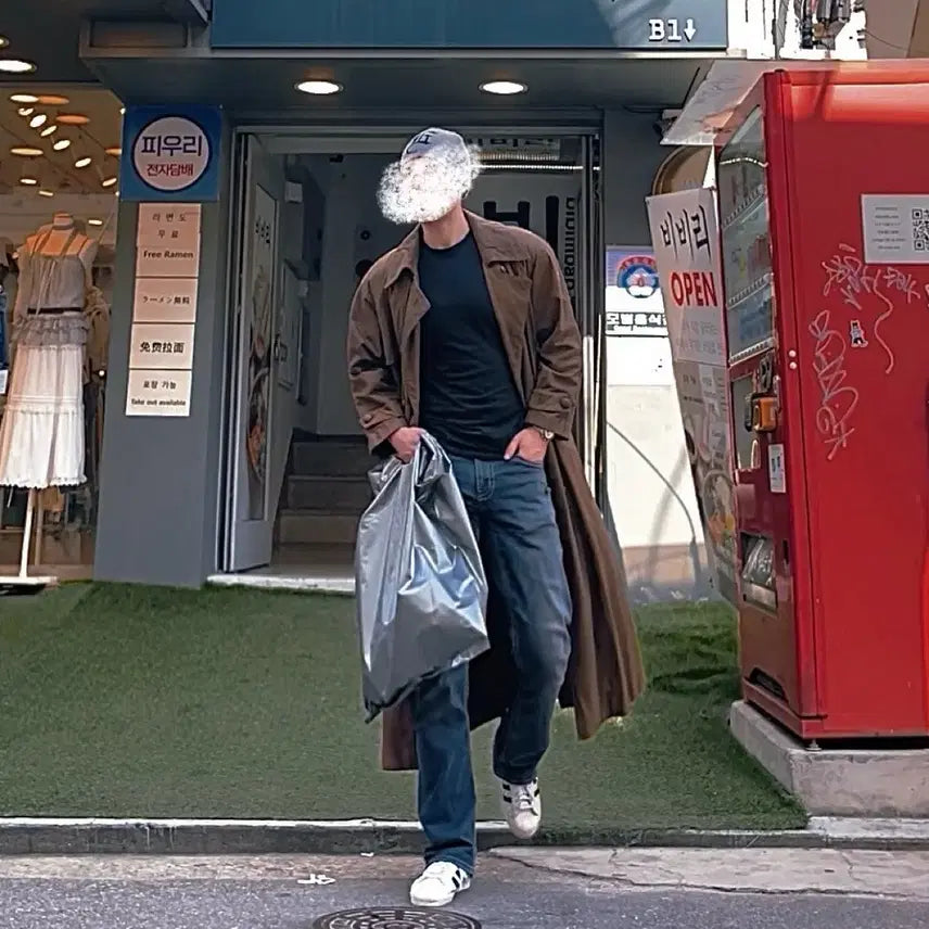 [BUNJANG] J. Elkins Natural Leather Long Trench Coat Vintage Jacket Brown / J.Elkins 천연가죽 레더 롱 트렌치코트 빈티지자켓 브라운