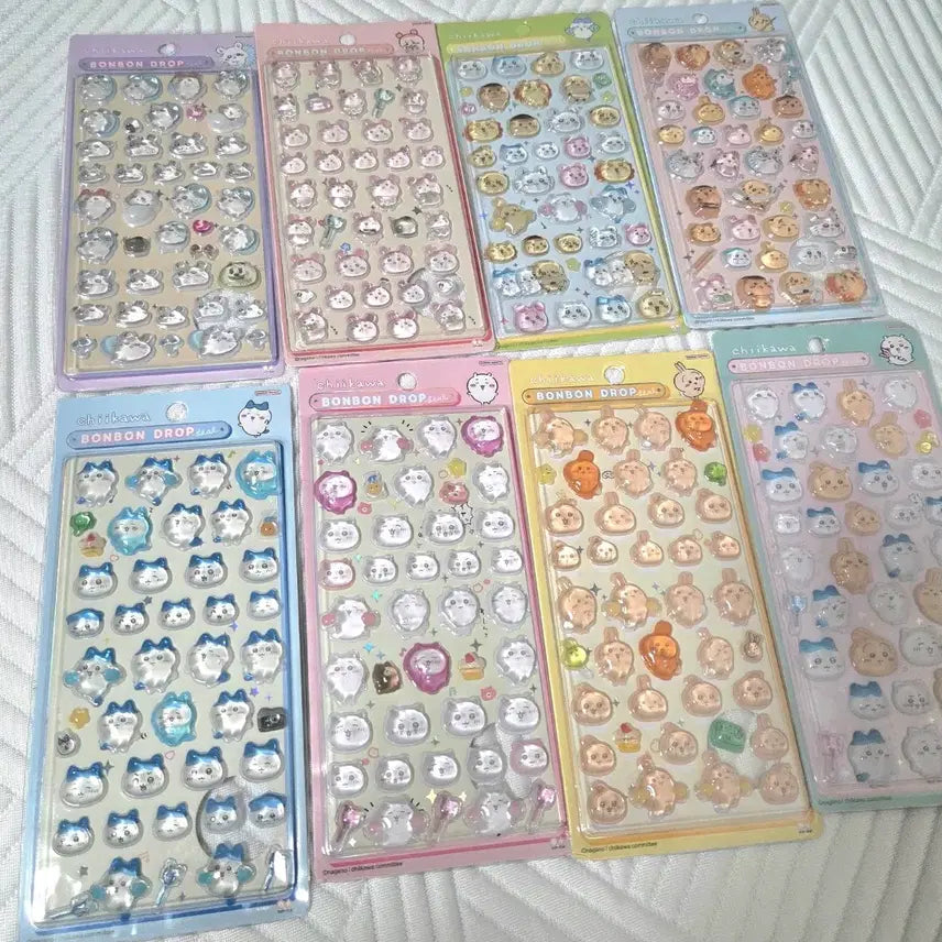 [BUNJANG] Cheekawa Bonbon 3D Drop Sticker Set (8 Types) / 먼작귀 치이카와 봉봉 3D 드롭 스티커 8종 세트