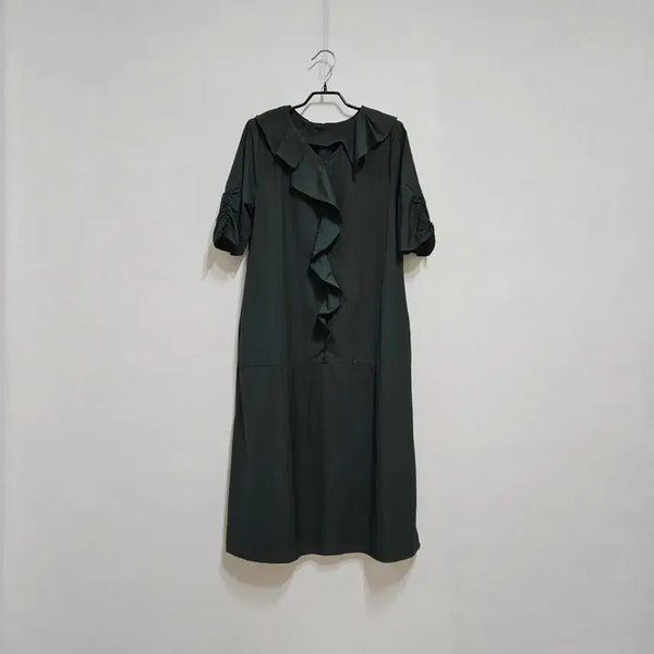 [BUNJANG] Frilled Ruffle Crepe Long Dress / 프릴러플 바스락 롱원피스