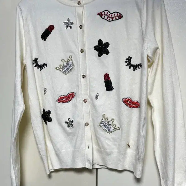 [BUNJANG] Guess Embroidered Sequin Detail Knit Sweater / 게스 자수 스팽글 포인트 니트 비즈
