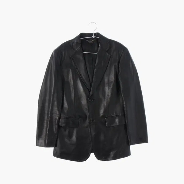 [BUNJANG] Real Blazer Lambskin Leather Jacket / 블랙 양가죽 램스킨 레더 자켓