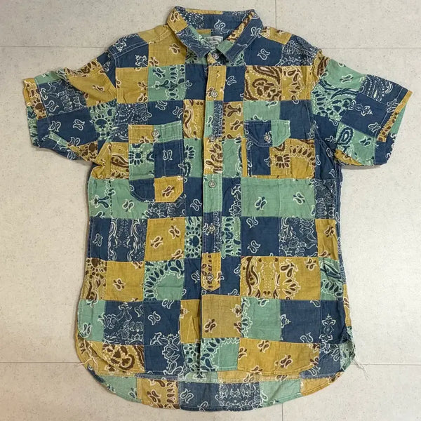 [BUNJANG] Studio D'atchisan Madras Patchwork Short-Sleeve Shirt / 스튜디오다치산 마드라스 패치워크 반팔셔츠