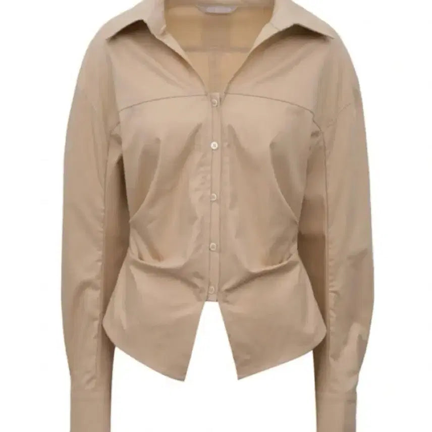 [BUNJANG] Nymph Pin Tuck Shirring Collar Shirt Beige S / [보관만] 님프 nymph 허리 핀턱 셔링 카라 셔츠 / 베이지 S