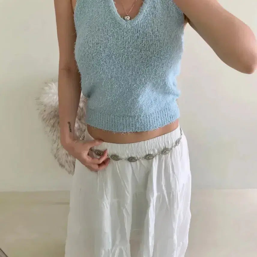 [BUNJANG] Sola Color Bukle Halter Tank Top / 부클 홀터 나시
