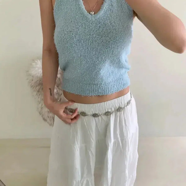 [BUNJANG] Sola Color Bukle Halter Tank Top / 부클 홀터 나시