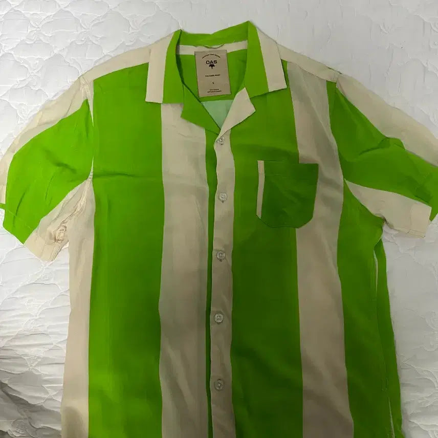 [BUNJANG] OAS Shirt Lime Stripe Shirt L Size / OAS SHIRT 라임 스트라이프 L사이즈