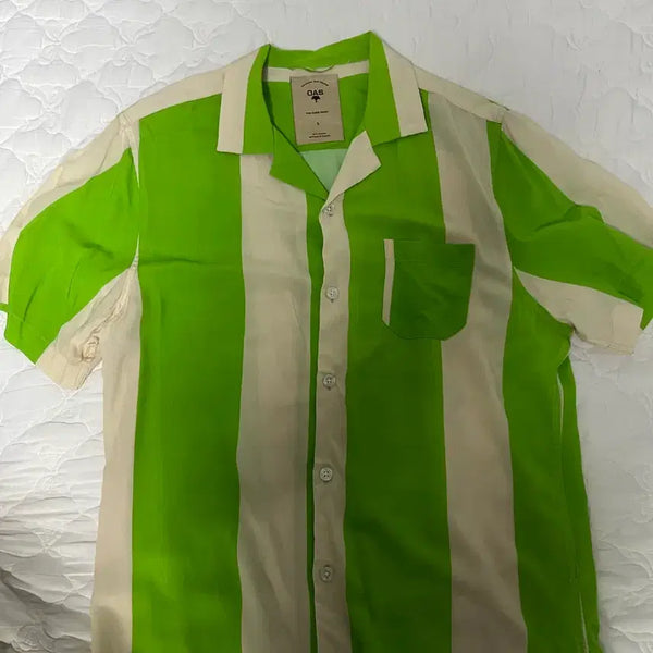 [BUNJANG] OAS Shirt Lime Stripe Shirt L Size / OAS SHIRT 라임 스트라이프 L사이즈