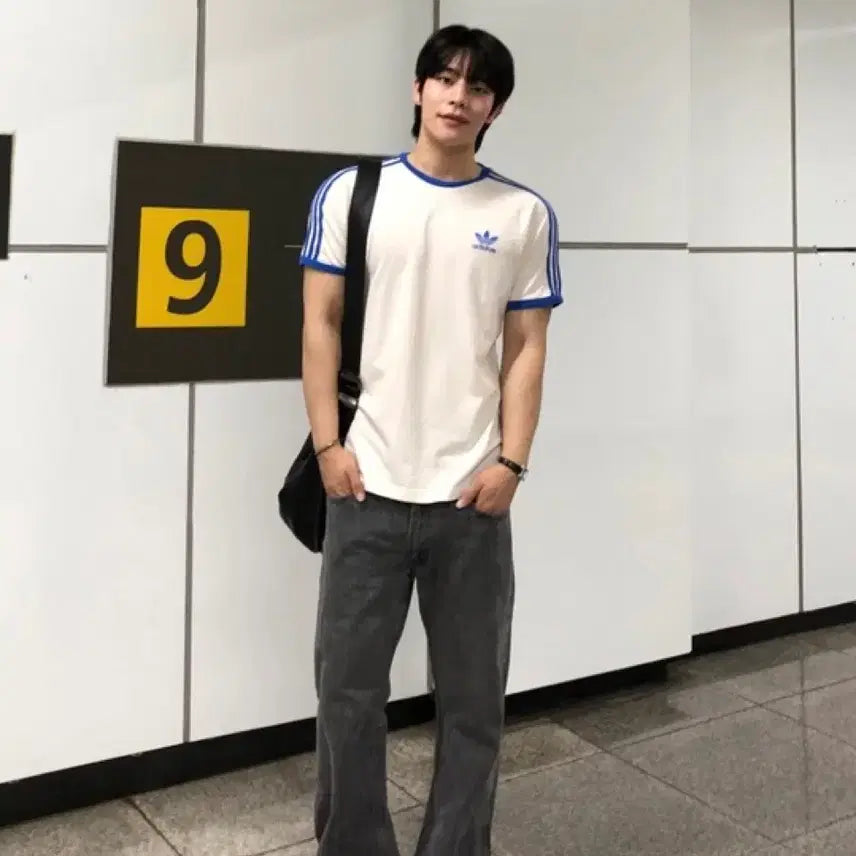 [BUNJANG] Adidas 3-Stripes Ringer T-Shirt Cobalt Blue / 아디다스 정품 링거티 3stripes 코발트블루 반팔