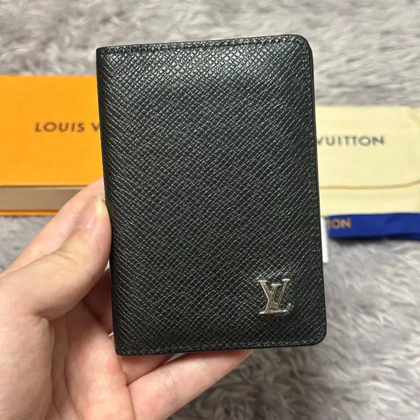 [BUNJANG] Louis Vuitton Taiga Silver Logo Organizer Card Holder Black / [풀구성] 루이비통 타이가 은장 오거나이저 카드지갑 블랙