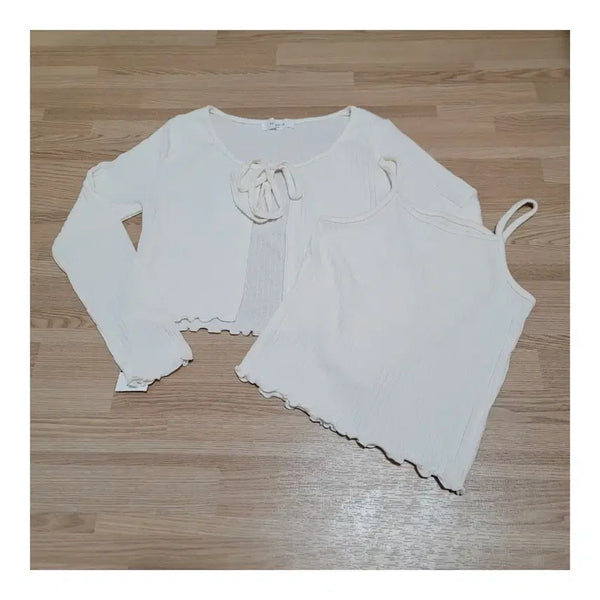 [BUNJANG] Women's Cute Sleeveless Cardigan Set / 10대에게도 어울릴 만한 귀여운 나시 가디건