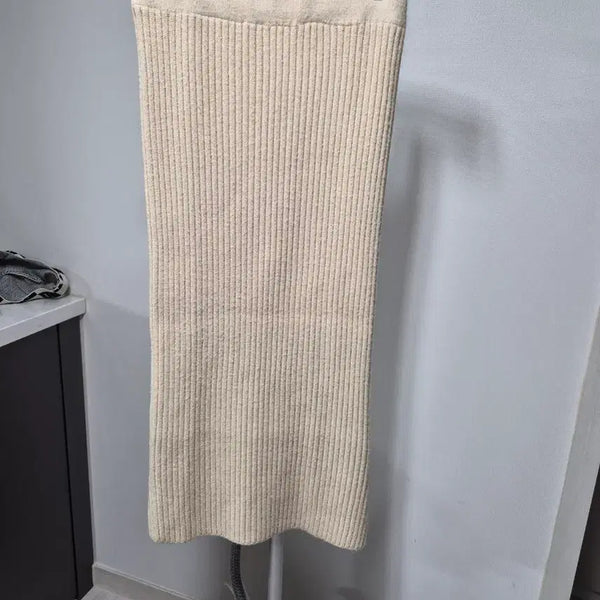 [BUNJANG] Ribbed Knit Maxi Skirt Beige / 니트 롱 스커트 베이지