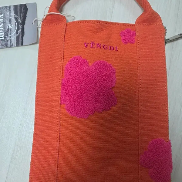 [BUNJANG] Bengdi Orange Flower Embroidered Tote Bag / 벵디 오렌지색 꽃 자수 토트백