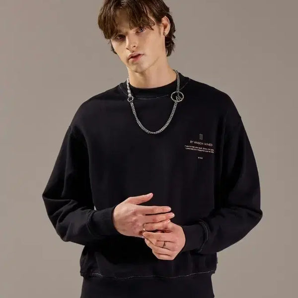 [BUNJANG] Maison Mined Oversized Graphic Sweatshirt Black / 메종미네드 맨투맨 블랙