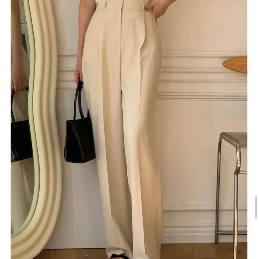 [BUNJANG] Pintuck Wide Summer Slacks - Butter Yellow (Small) / (미착용새상품) 핀턱와이드 깔끔 여름 슬랙스 버터옐로우 스몰