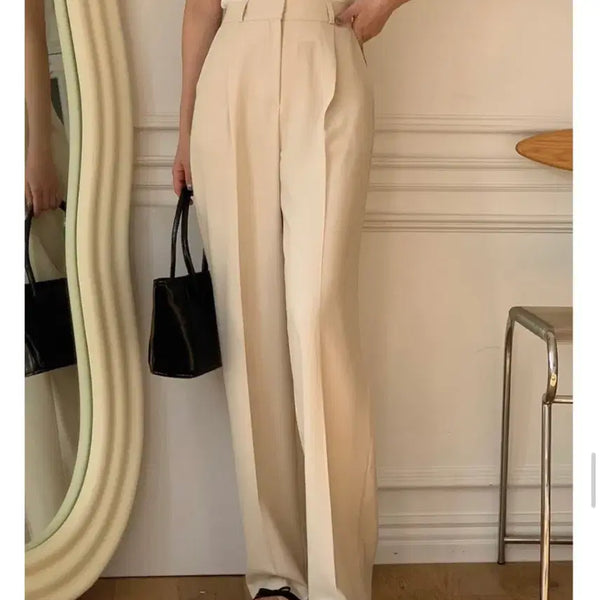 [BUNJANG] Pintuck Wide Summer Slacks - Butter Yellow (Small) / (미착용새상품) 핀턱와이드 깔끔 여름 슬랙스 버터옐로우 스몰