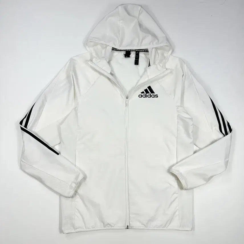 [BUNJANG] Adidas Three-Stripes Hoodie Windbreaker Jacket White Black (M) / (M) 아디다스 삼선 후디 바람막이 자켓 화이트 블랙
