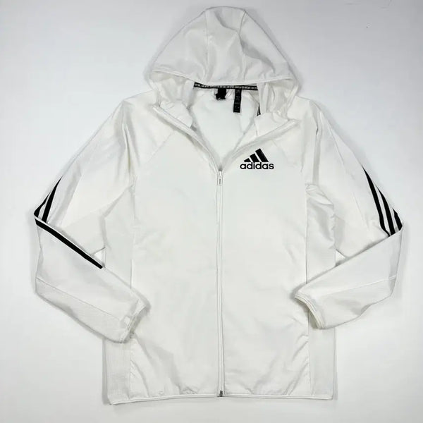 [BUNJANG] Adidas Three-Stripes Hoodie Windbreaker Jacket White Black (M) / (M) 아디다스 삼선 후디 바람막이 자켓 화이트 블랙