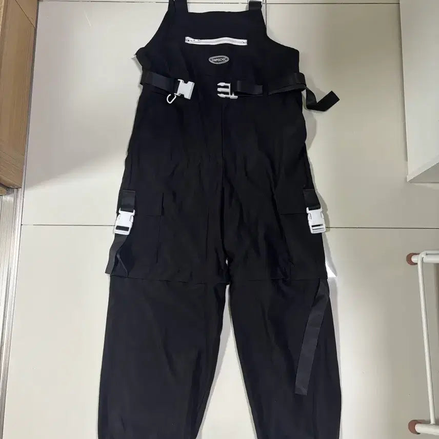 [BUNJANG] Black Cargo Overalls Pants / 블랙 카고 멜빵 바지 새상품