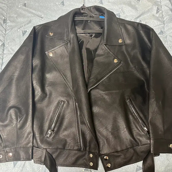[BUNJANG] Women's Leather Jacket Black / 여성 레더 재킷 블랙