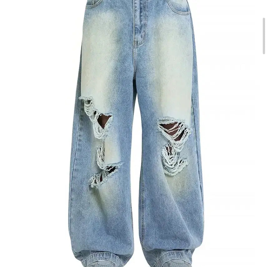 [BUNJANG] OWV Damage Washing Wide Denim Pants / 오와이 데미지 워싱 와이드 데님 팬츠